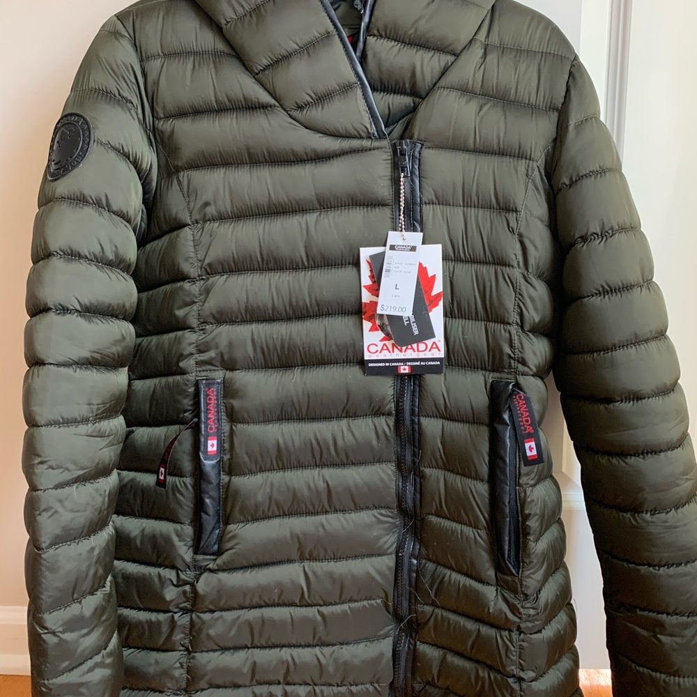Coat with hood & side zip by Canada Weathergear.